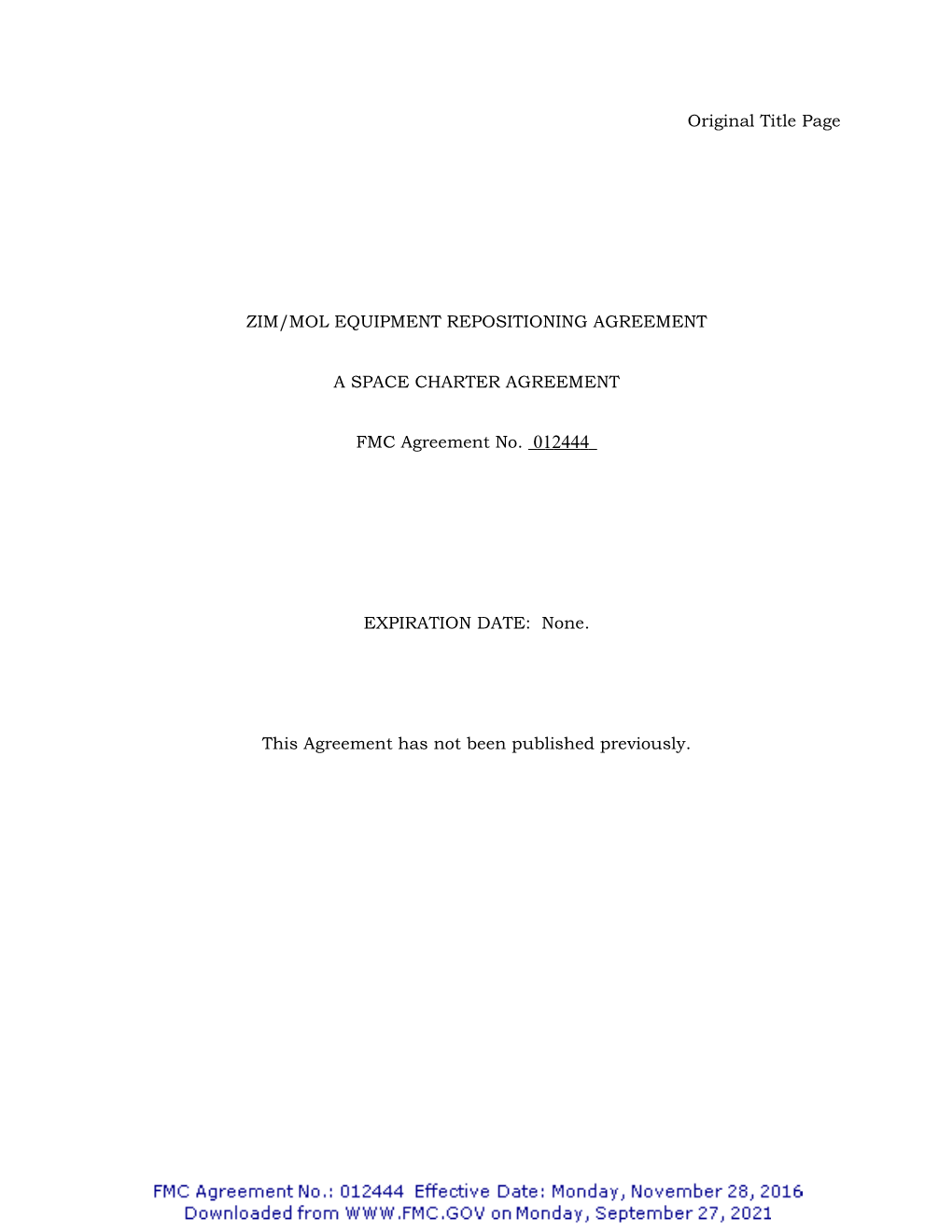 Original Title Page ZIM/MOL EQUIPMENT REPOSITIONING