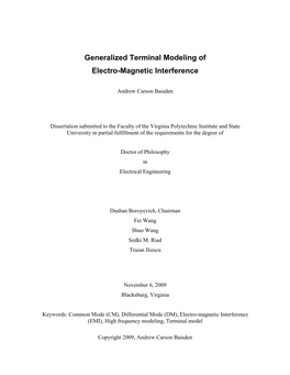 Generalized Terminal Modeling of Electro-Magnetic Interference