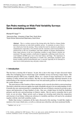 San Pedro Meeting on Wide Field Variability Surveys: Some Concluding Comments