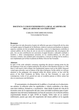 Docencia Y Coleccionismo En La Real Academia De Bellas Artes De San Fernando*