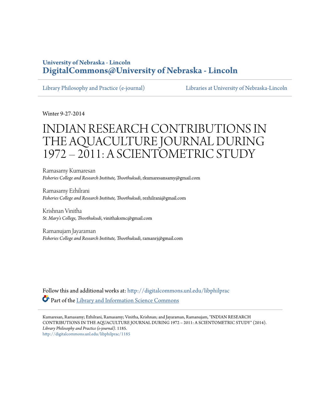 Indian Research Contributions in The
