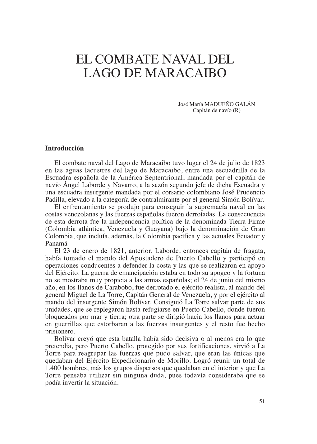 El Combate Naval Del Lago De Maracaibo