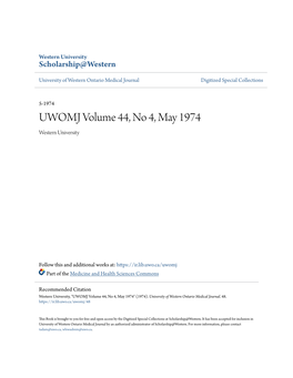 UWOMJ Volume 44, No 4, May 1974 Western University
