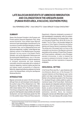 Late Bajocian Bioevents of Ammonoid Immigration and Colonization in the Arequipa Basin (Pumani River Area, Ayacucho, Southern Peru)