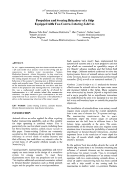 Propulsion and Steering Behaviour of a Ship Equipped with Two Contra-Rotating Z-Drives