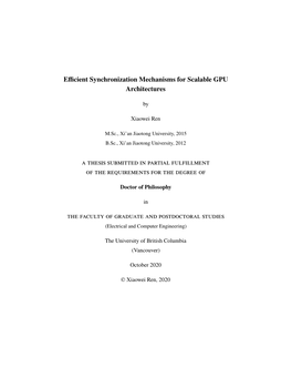 Efficient Synchronization Mechanisms for Scalable GPU Architectures