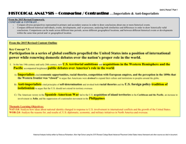 HISTORICAL ANALYSIS – Comparing / Contrasting …Imperialists & Anti-Imperialists