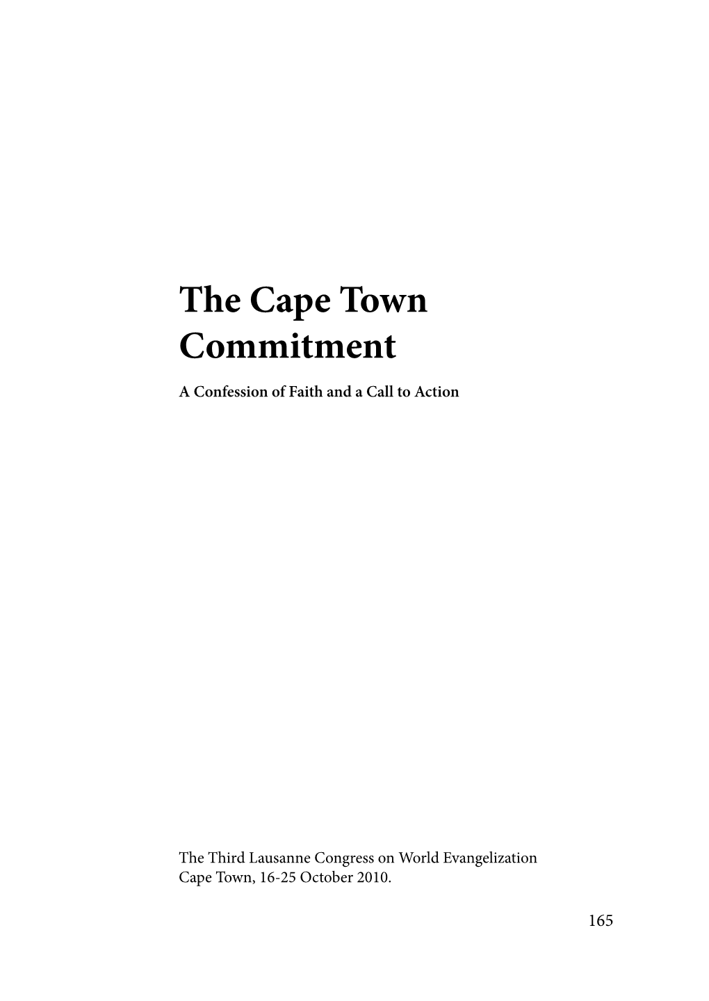 The Cape Town Commitment