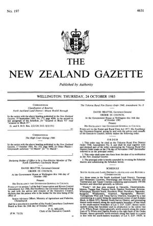 NEW ZEALAND GAZETTE Published by Authority