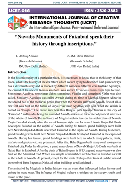 Nawabs Monuments of Faizabad Speak Their History Through Inscriptions.”