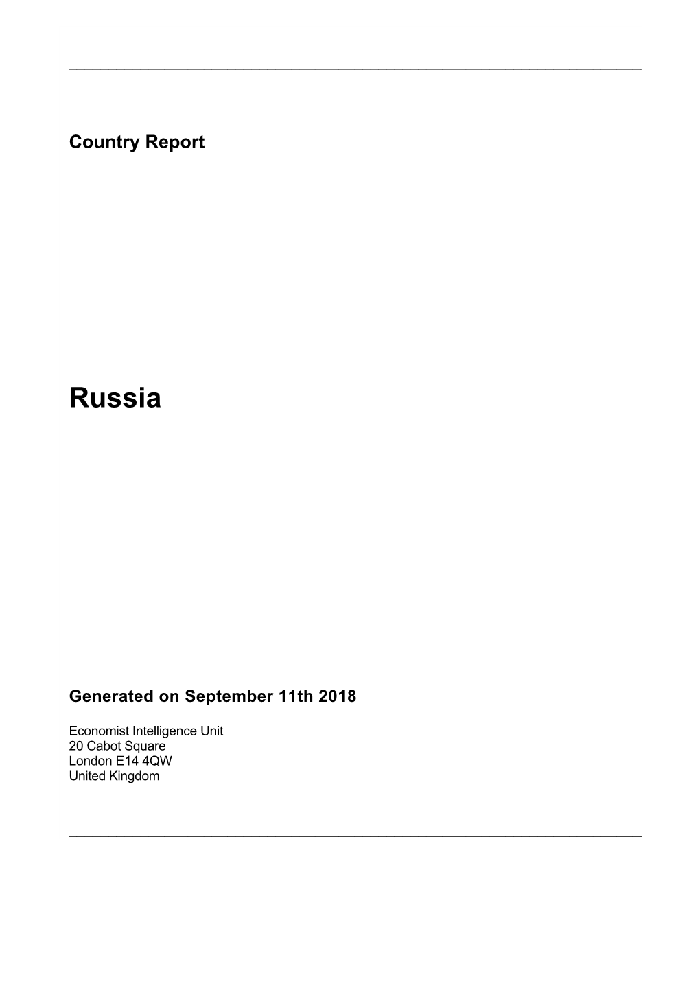 Country Report Russia September 2018