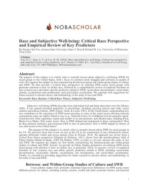 Critical Race Perspective and Empirical Review of Key Predictors by Hyung Chol Yoo, Arizona State University, Adam Y