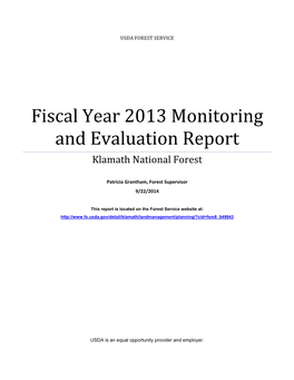 FY 2013 Monitoring Report