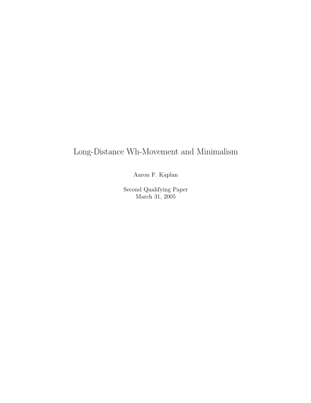 Long-Distance Wh-Movement and Minimalism
