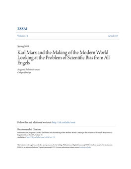 Karl Marx and the Making of the Modern World Looking at the Problem of Scientific Ib As from All Engels Auguste Baltrimaviciute College of Dupage