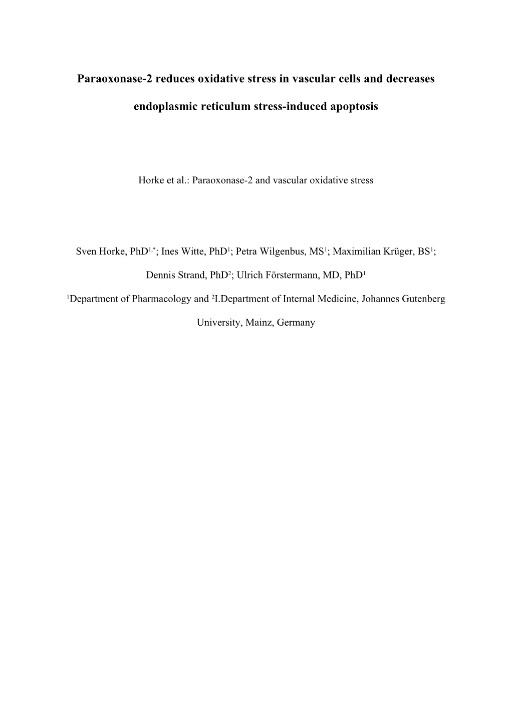 Horke Et Al. Paraoxonase-2 and Vascular Oxidative Stress 11
