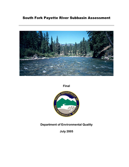 South Fork Payette River Subbasin Assessment