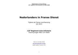 Nederlanders in Franse Dienst 123E Regiment Linie-Infanterie Nrs 4801-6600