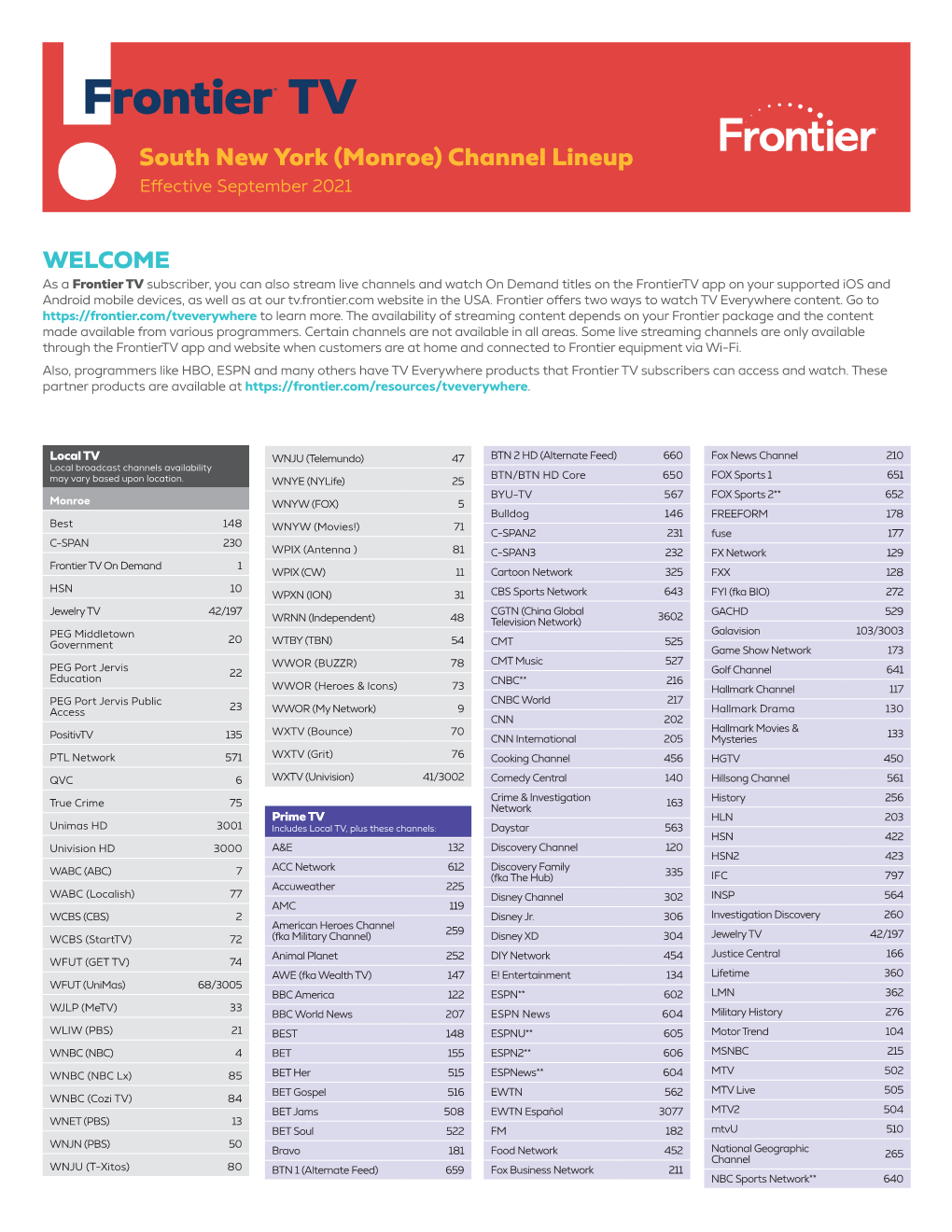 Frontier TV South New York (Monroe