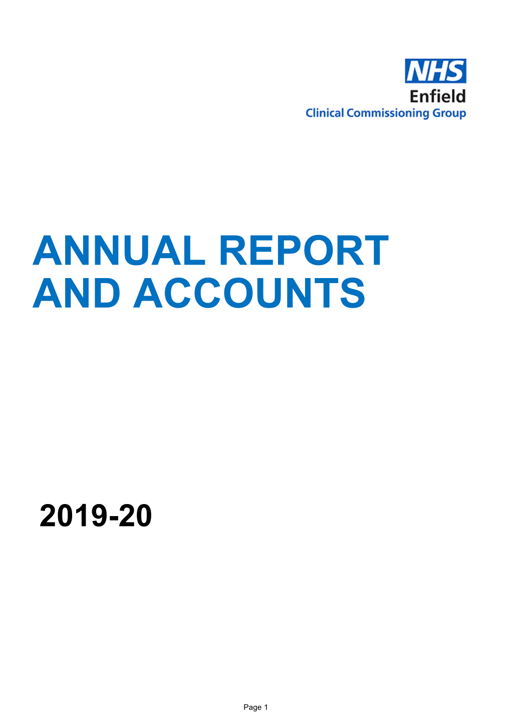 Enfield CCG Annual Report and Accounts 2019/20