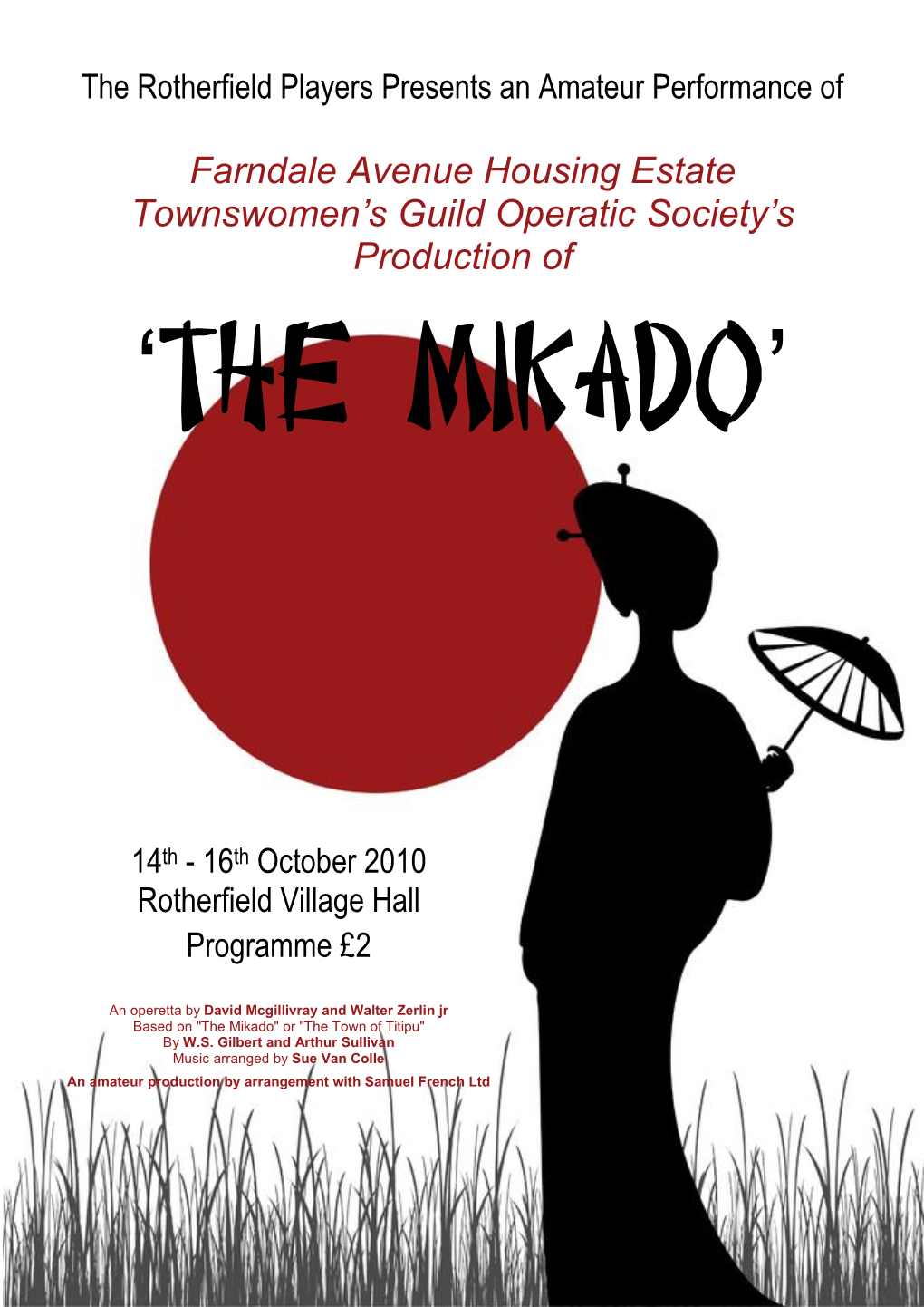 Farndale Avenue Housing Estate Townswomen's Guild Operatic Society's Production of 'The Mikado'