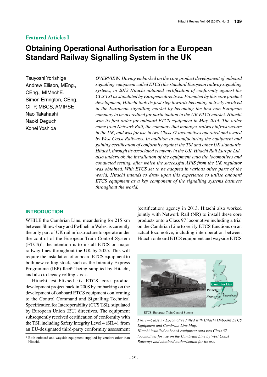 Obtaining Operational Authorisation for a European Standard Railway Signalling System in the UK