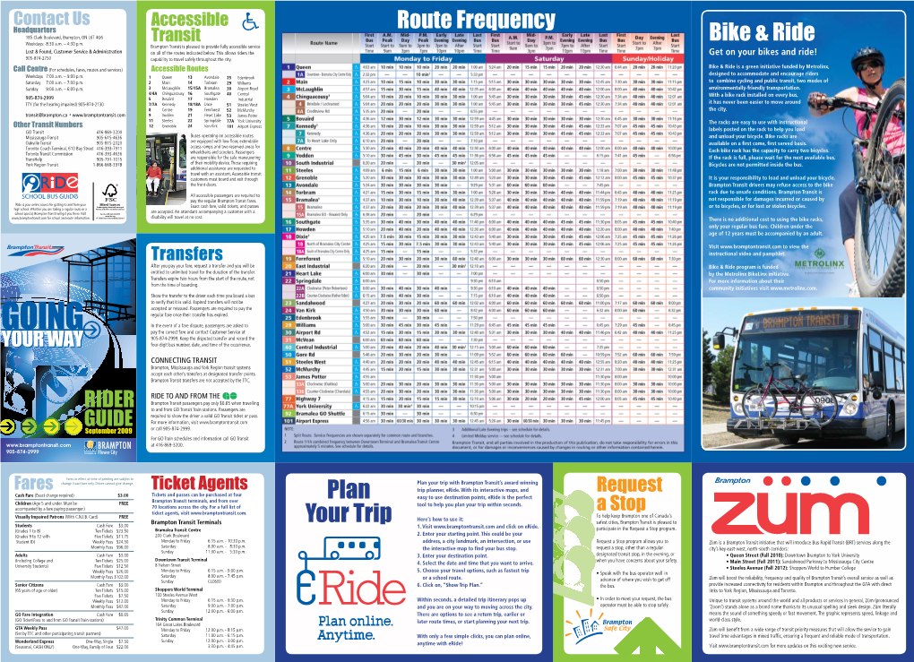 Plan Your Trip with Brampton Transit’S Award Winning Fares Ticket Agents Trip Planner, Eride
