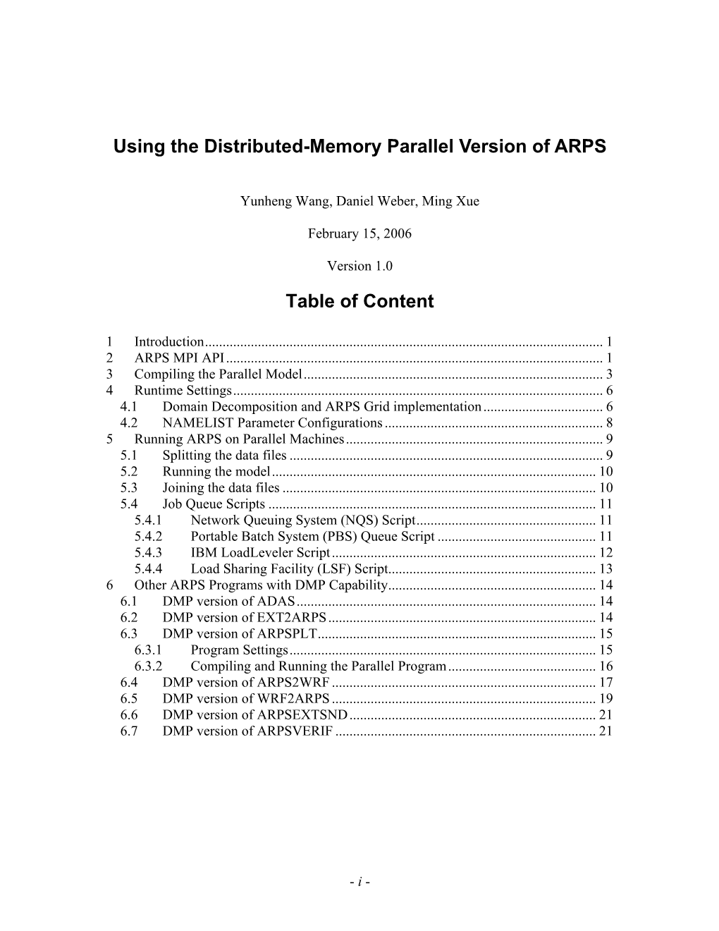 DMP Version of ARPS User's Guide