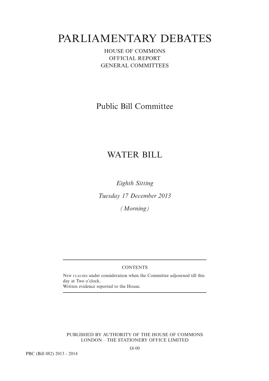 Parliamentary Debates House of Commons Official Report General Committees