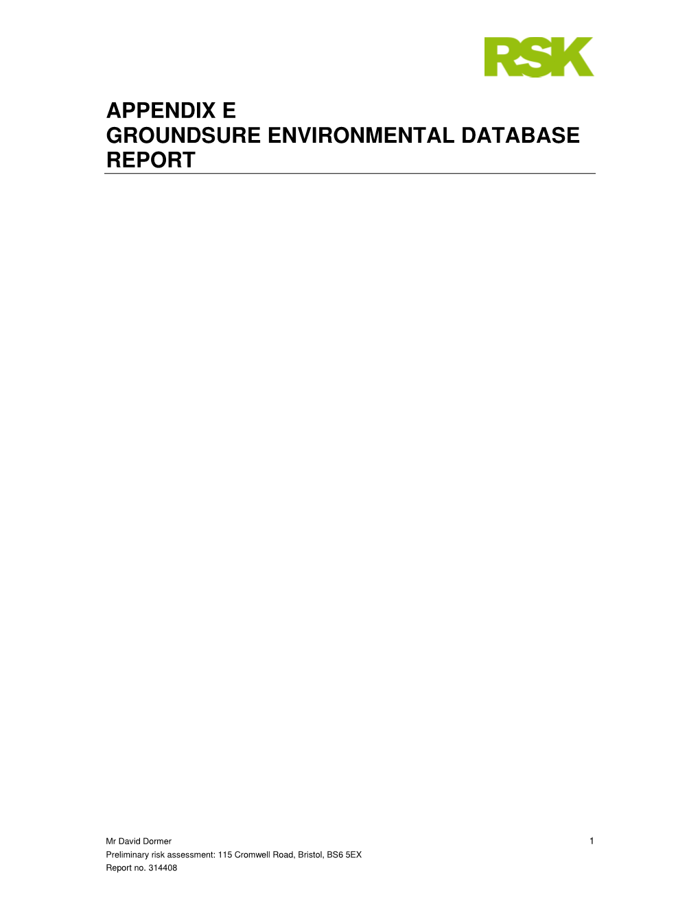 Appendix E Groundsure Environmental Database Report