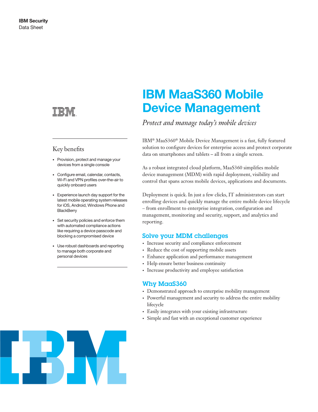 IBM Maas360 Mobile Device Management Protect and Manage Today’S Mobile Devices