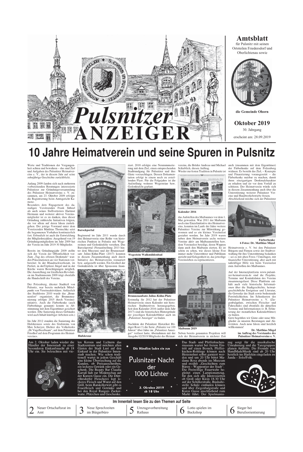 10 Jahre Heimatverein Und Seine Spuren in Pulsnitz