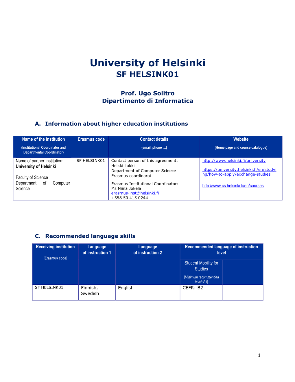 University of Helsinki SF HELSINK01