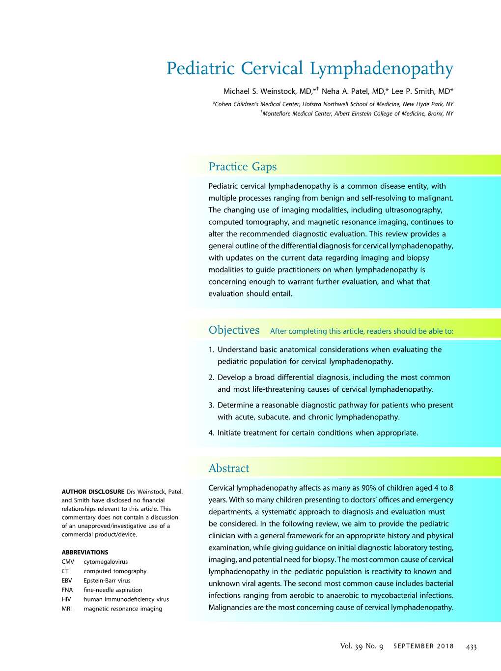 Pediatric Cervical Lymphadenopathy