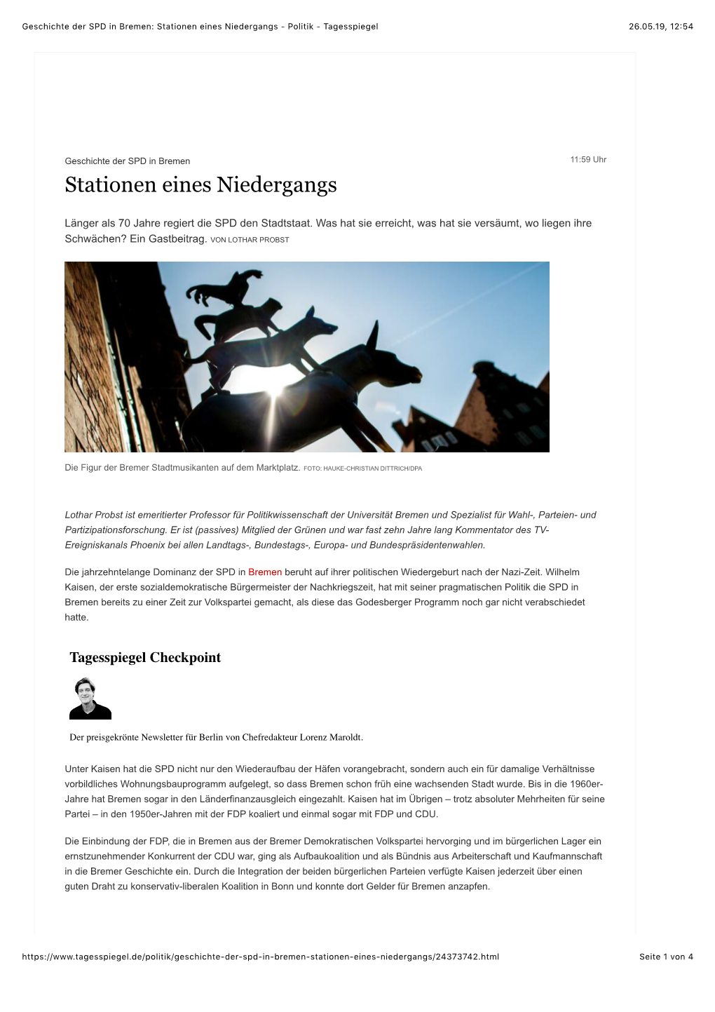 Geschichte Der SPD in Bremen: Stationen Eines Niedergangs - Politik - Tagesspiegel 26.05.19, 12�54