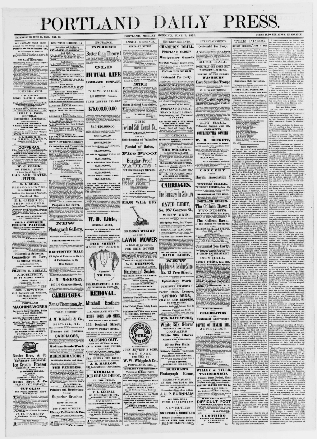 Portland Daily Press: June 7, 1875