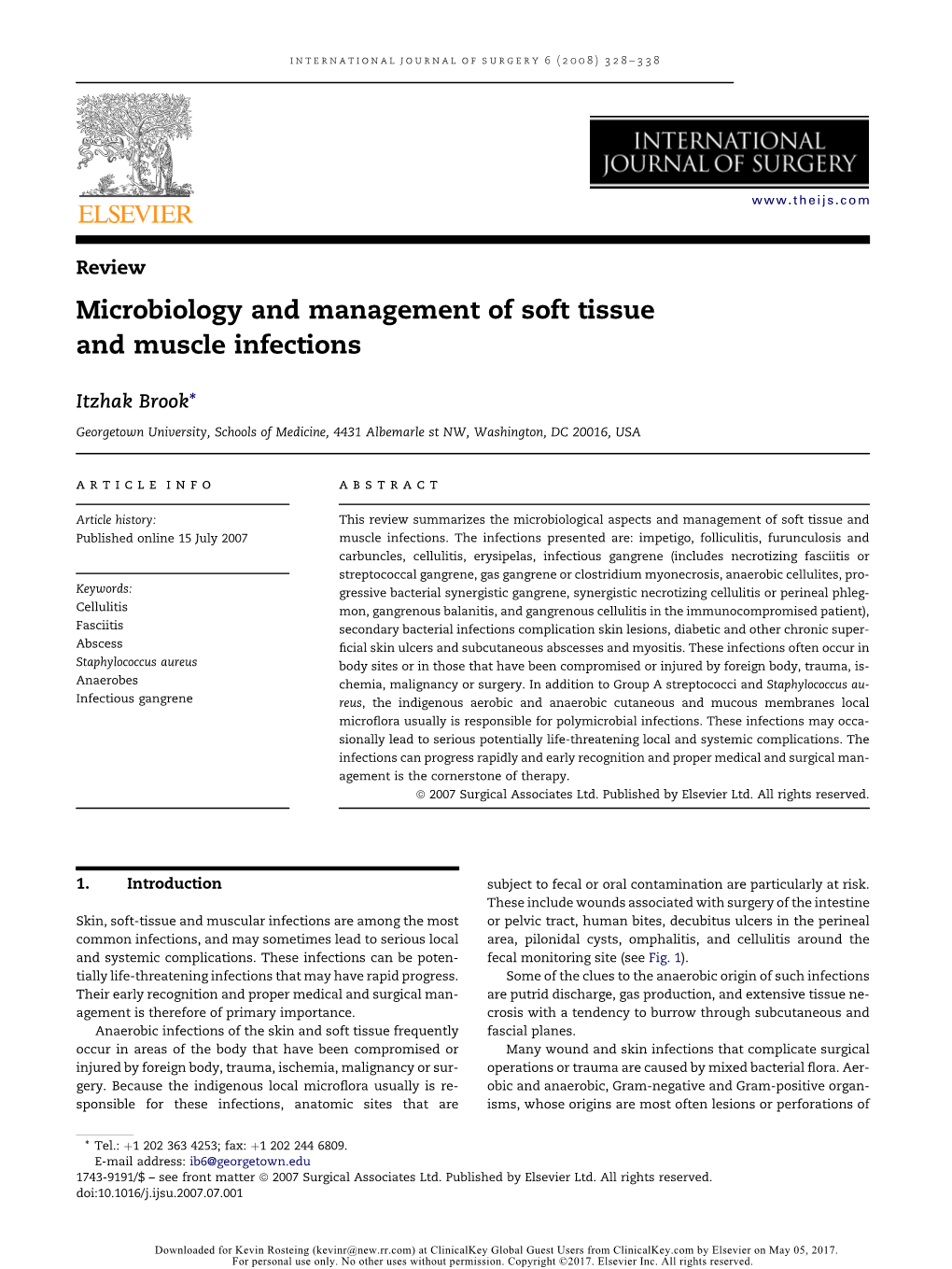 Microbiology and Management of Soft Tissue and Muscle Infections