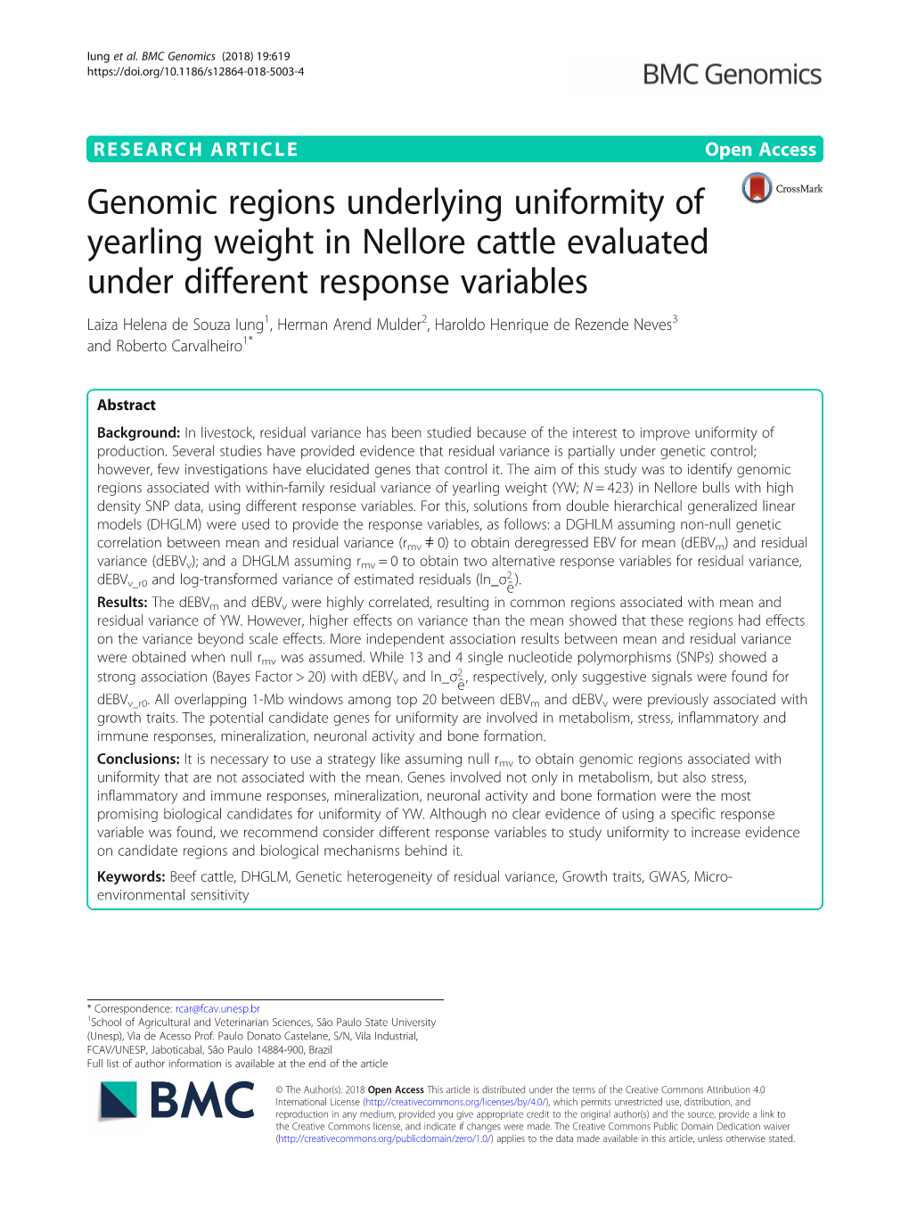 Genomic Regions Underlying Uniformity of Yearling Weight In