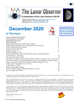December 2020 the Lunar Observer by the Numbers