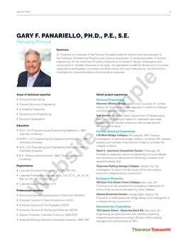 GARY F. PANARIELLO, PH.D., P.E., S.E. Managing Principal