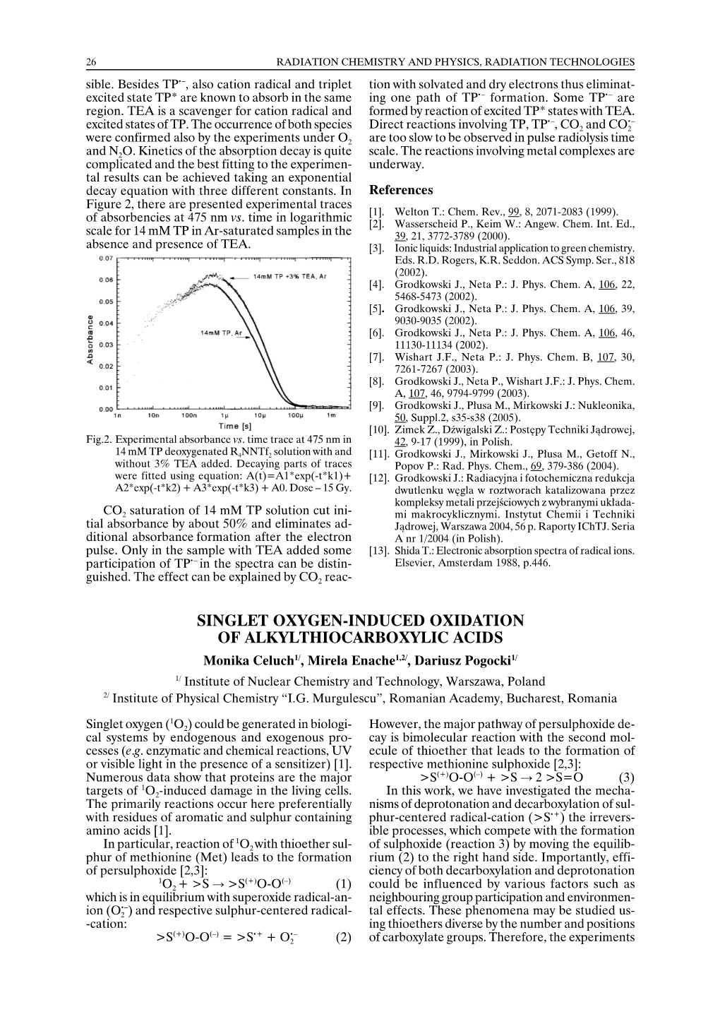 Singlet Oxygen-Induced Oxidation Of