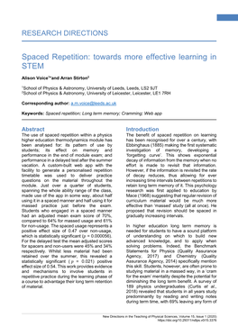 Spaced Repetition: Towards More Effective Learning in STEM