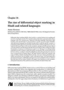 The Rise of Differential Object Marking in Hindi and Related Languages