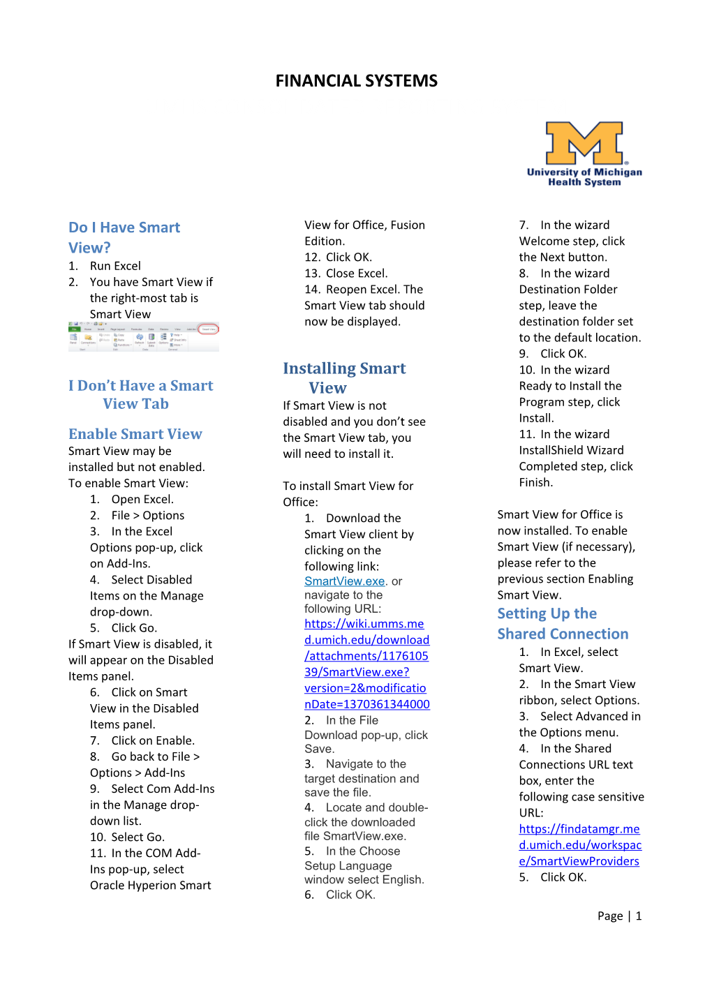 UMHS Consolidated Reporting