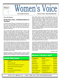 Women's Studies Staff Inside This Issue