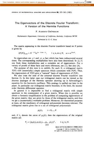 The Eigenvectors of the Discrete Fourier Transform: a Version of the Hermite Functions