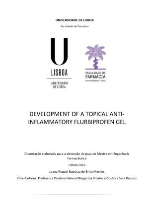 Development of a Topical Anti- Inflammatory Flurbiprofen Gel