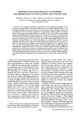 Reproductive Performance of Seabirds: the Importance of Population and Colony Size