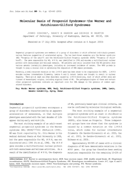 Molecular Basis of Progeroid Syndromes–S–S– the Wwthe Erner Andanderner Hutchinson-Gilford Syndromes