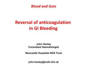 Reversal of Anticoagulation in GI Bleeding